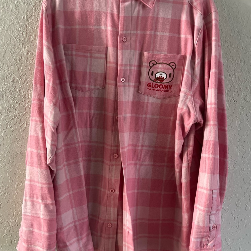 Cakeworthy Gloomy Bear Pink Plaid Men's Shirt